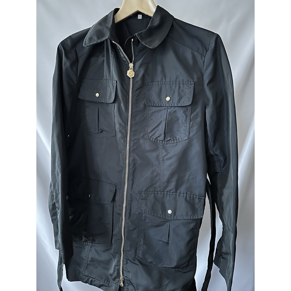 FAY Made In Italy Women Black Nylon Jacket Zip Front Size Large